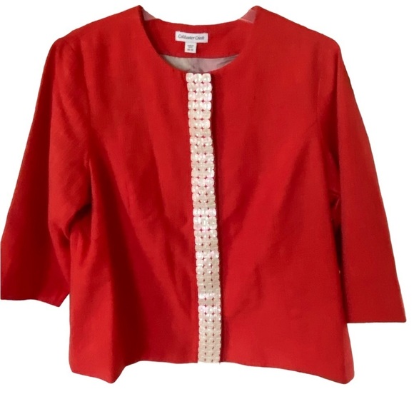 NWT Coldwater Creek Shell Embellished Jacket size20/22 in beautiful coral … - Picture 1 of 5